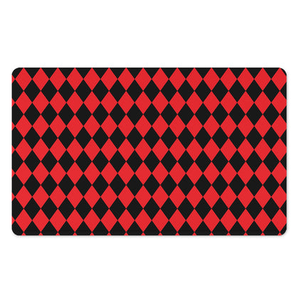 Red And Black Harlequin Pattern Print Polyester Doormat