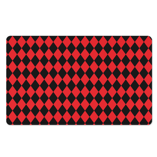 Red And Black Harlequin Pattern Print Polyester Doormat