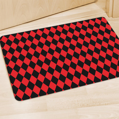 Red And Black Harlequin Pattern Print Polyester Doormat
