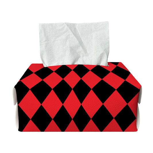 Red And Black Harlequin Pattern Print Rectangle Tissue Box Cover
