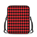 Red And Black Harlequin Pattern Print Rectangular Crossbody Bag