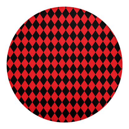 Red And Black Harlequin Pattern Print Round Blanket