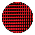 Red And Black Harlequin Pattern Print Round Floor Mat