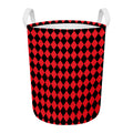 Red And Black Harlequin Pattern Print Round Laundry Basket