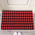 Red And Black Harlequin Pattern Print Rubber Doormat