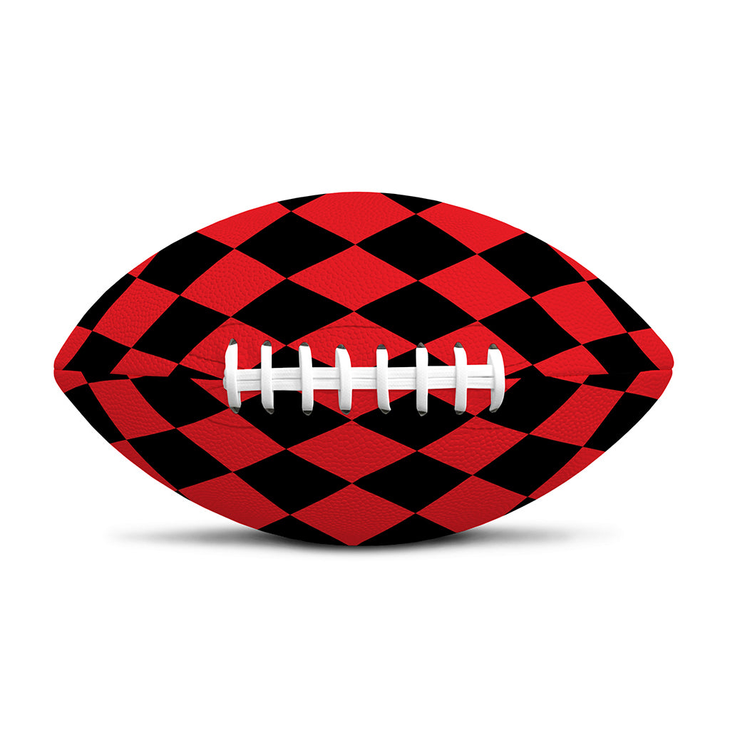 Red And Black Harlequin Pattern Print Rugby Ball