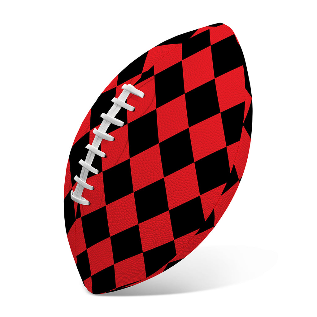 Red And Black Harlequin Pattern Print Rugby Ball