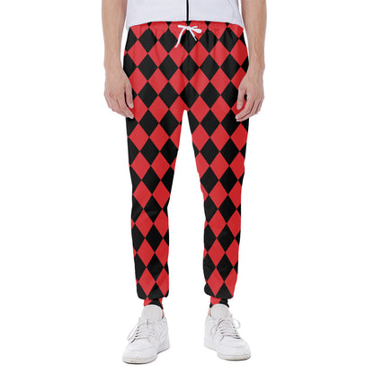 Red And Black Harlequin Pattern Print Scuba Joggers