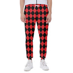 Red And Black Harlequin Pattern Print Scuba Joggers