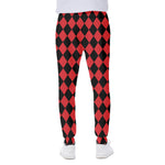 Red And Black Harlequin Pattern Print Scuba Joggers