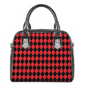 Red And Black Harlequin Pattern Print Shoulder Handbag
