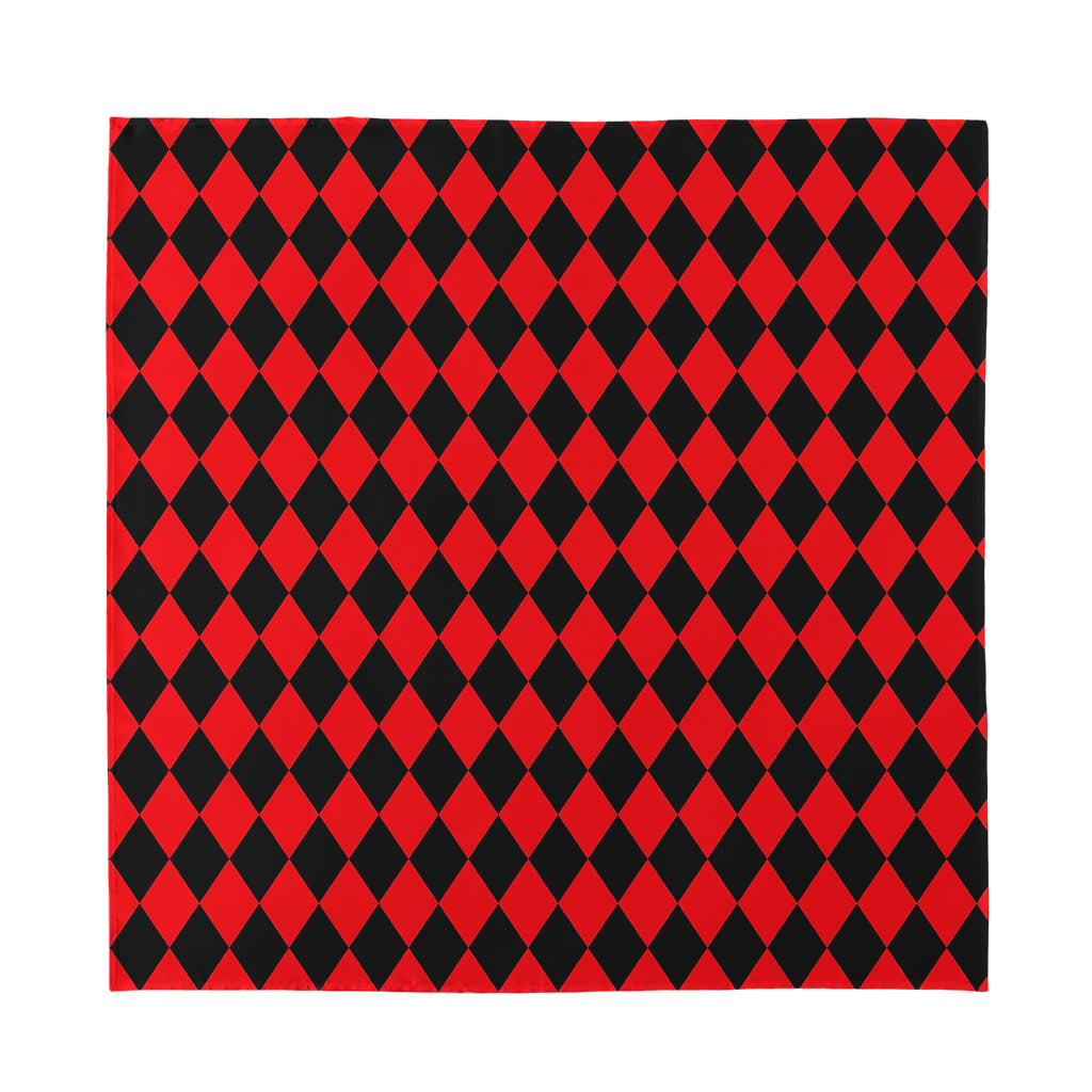 Red And Black Harlequin Pattern Print Silk Bandana