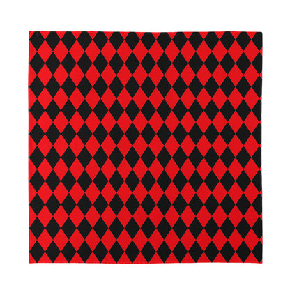 Red And Black Harlequin Pattern Print Silk Bandana