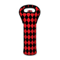 Red And Black Harlequin Pattern Print Single Neoprene Wine Tote