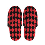 Red And Black Harlequin Pattern Print Slippers
