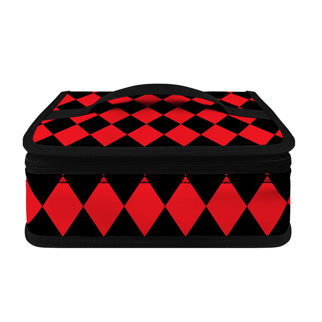 Red And Black Harlequin Pattern Print Small Lunch Bag
