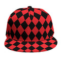 Red And Black Harlequin Pattern Print Snapback Cap