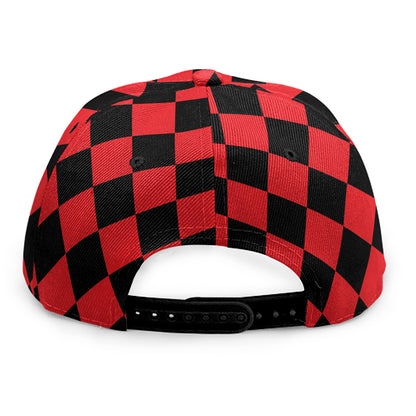 Red And Black Harlequin Pattern Print Snapback Cap