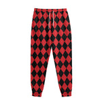 Red And Black Harlequin Pattern Print Sweatpants