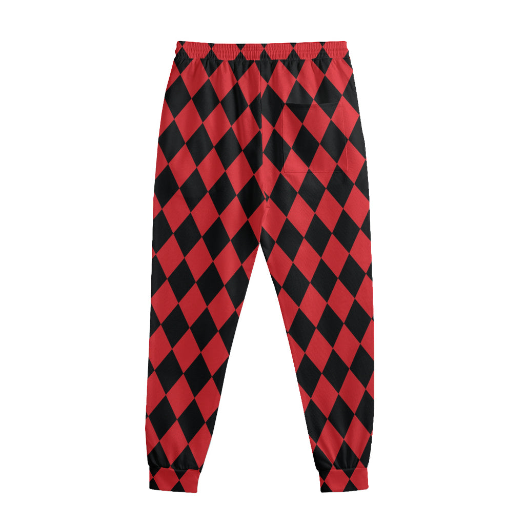 Red And Black Harlequin Pattern Print Sweatpants