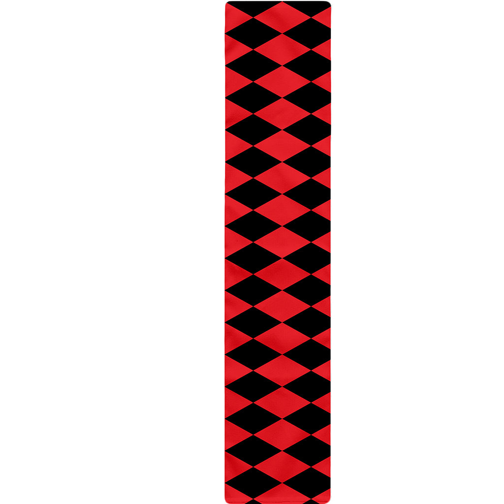 Red And Black Harlequin Pattern Print Table Runner