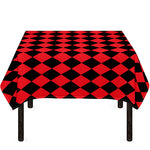 Red And Black Harlequin Pattern Print Tablecloth