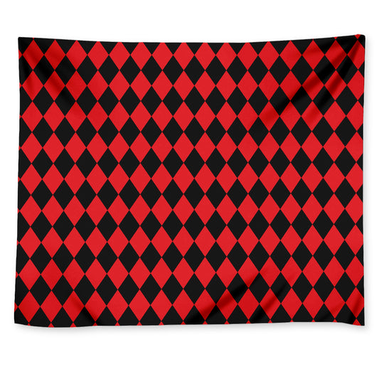 Red And Black Harlequin Pattern Print Tapestry