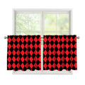 Red And Black Harlequin Pattern Print Tier Curtains