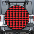 Red And Black Harlequin Pattern Print Tire Cover