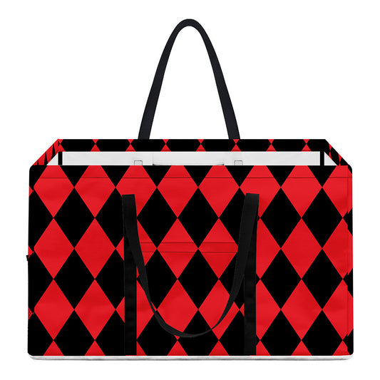 Red And Black Harlequin Pattern Print Utility Tote Bag