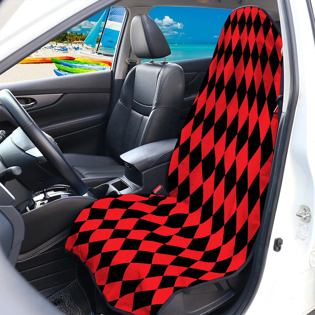 Red And Black Harlequin Pattern Print Waterproof Car Seat Cover