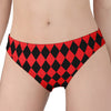 Red And Black Harlequin Pattern Print Women's Panties