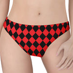 Red And Black Harlequin Pattern Print Women's Thong