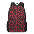 Red And Black Heart Pattern Print 17 Inch Backpack