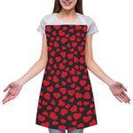 Red And Black Heart Pattern Print Adjustable Apron