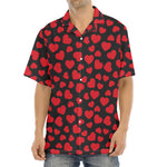 Red And Black Heart Pattern Print Aloha Shirt