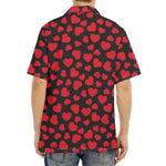 Red And Black Heart Pattern Print Aloha Shirt