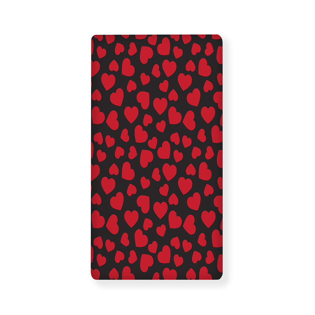 Red And Black Heart Pattern Print Baby Crib Sheet