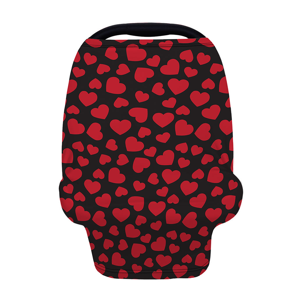 Red And Black Heart Pattern Print Baby Seat Cover