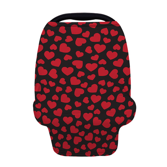 Red And Black Heart Pattern Print Baby Seat Cover