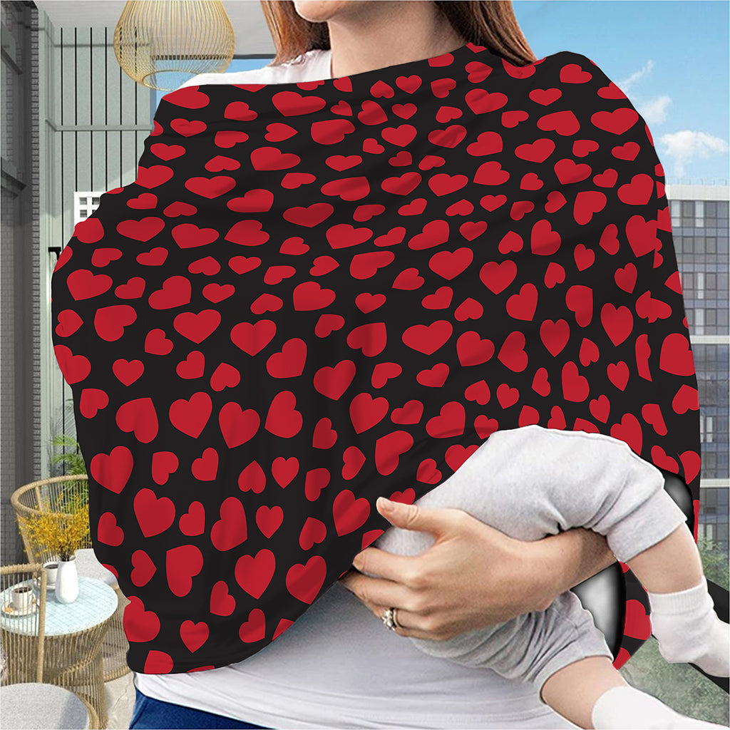 Red And Black Heart Pattern Print Baby Seat Cover