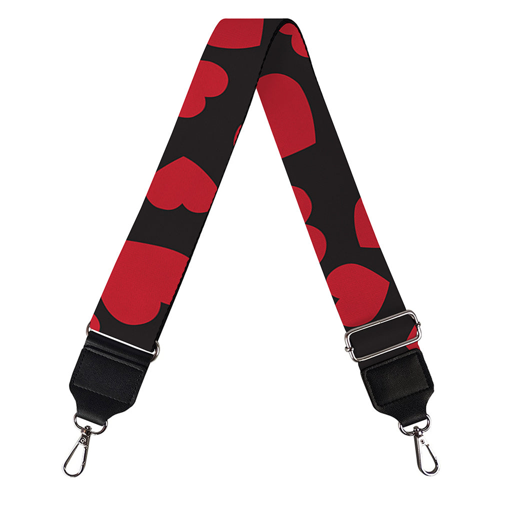 Red And Black Heart Pattern Print Bag Strap