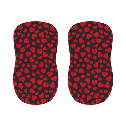 Red And Black Heart Pattern Print Bar Stool Covers