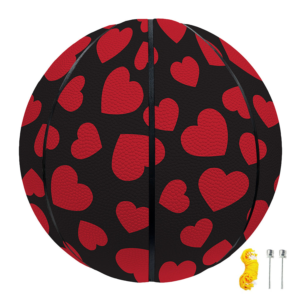 Red And Black Heart Pattern Print Basketball