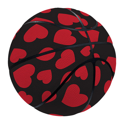 Red And Black Heart Pattern Print Basketball