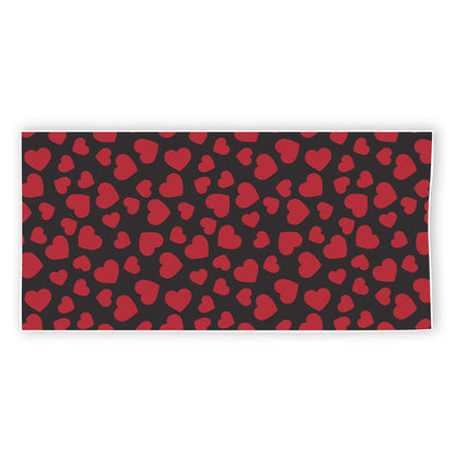Red And Black Heart Pattern Print Beach Towel