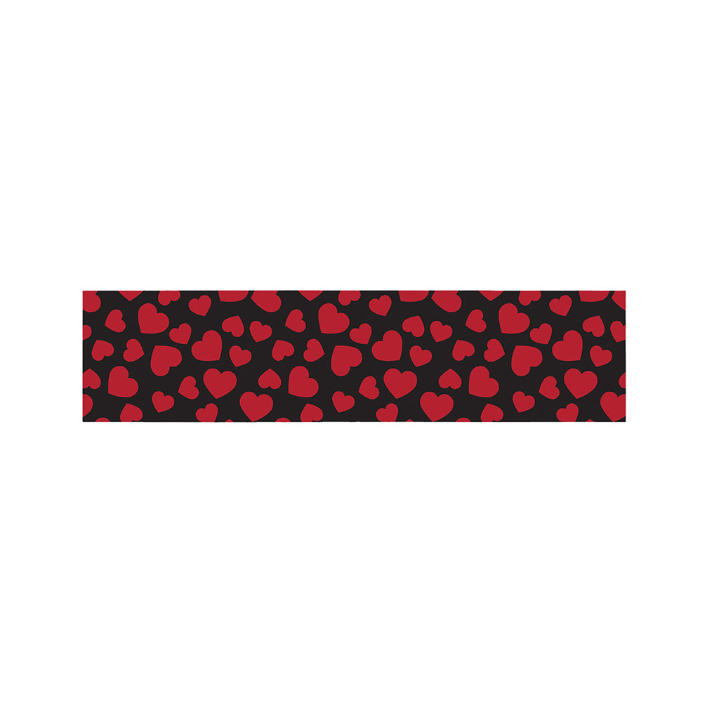 Red And Black Heart Pattern Print Bed Runner