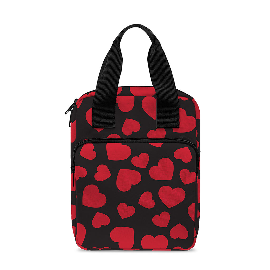 Red And Black Heart Pattern Print Bible Tote Bag