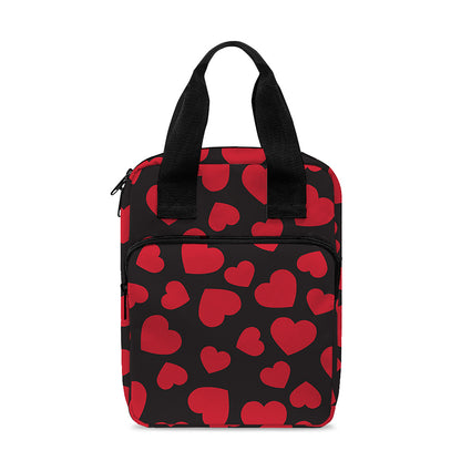 Red And Black Heart Pattern Print Bible Tote Bag