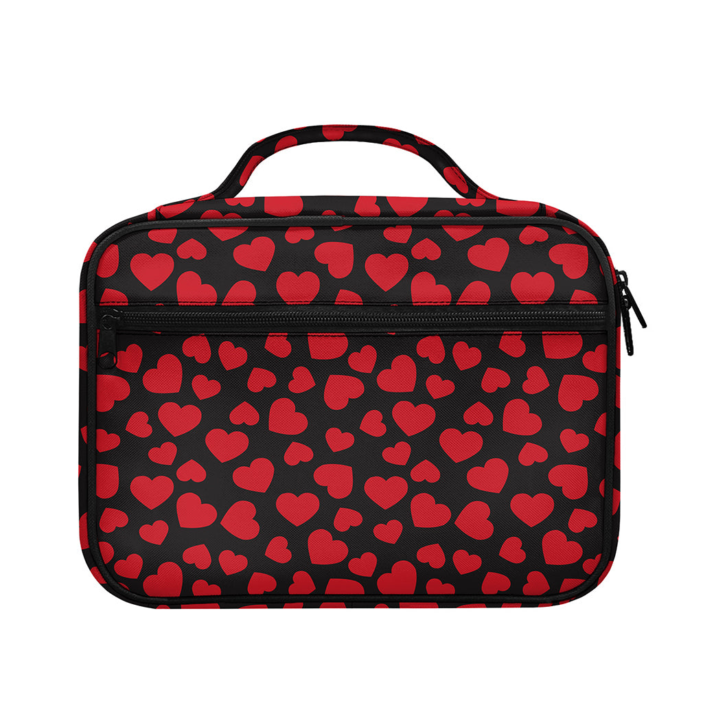 Red And Black Heart Pattern Print Briefcase Bible Bag